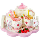 Girls Toys Simulate Wooden Kitchen Toys Pink Tea Set Play House Educational