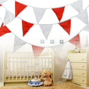 12 Flags White Red Cotton Flag Banner Pennant Wedding/Birthday Party Decor