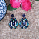 Fashion Elegant Glitter Blue Crystal Rhinestones Alloy Earrings Jewelry