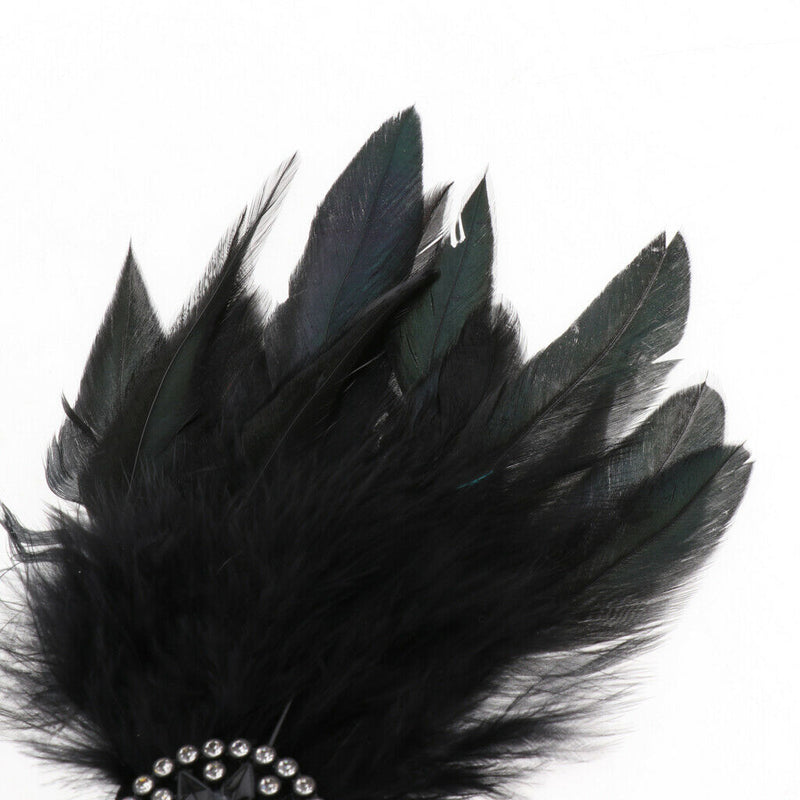 Womens Feather Headband Gatsby 20s Flapper Beaded Fascinator Wedding Bridal