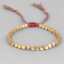 Handmade Tibetan Buddhist Braided Cotton Copper Beads Red Lucky Rope Bracelet