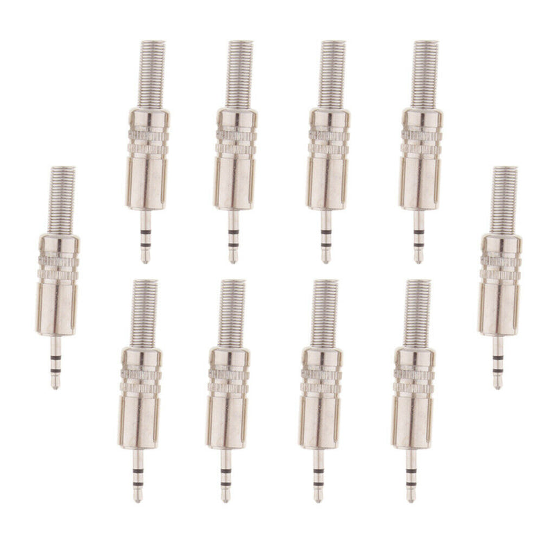 10x Replacement 2.5mm Stereo TRS Male Plug Audio Jack Connector