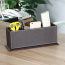 Office Pencil Holder Pu Leather Multifunctional Desk Supplies Organizer for