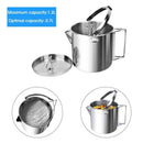 Outdoor Camping Kettle Stainless Steel Cooking Kettle 1.2L Lightweight Comp Y1V6