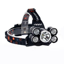 T6+4 XPE 2400LM Fixed Focus Searchlight USB Charging Outdoor 5 LED Headlamp