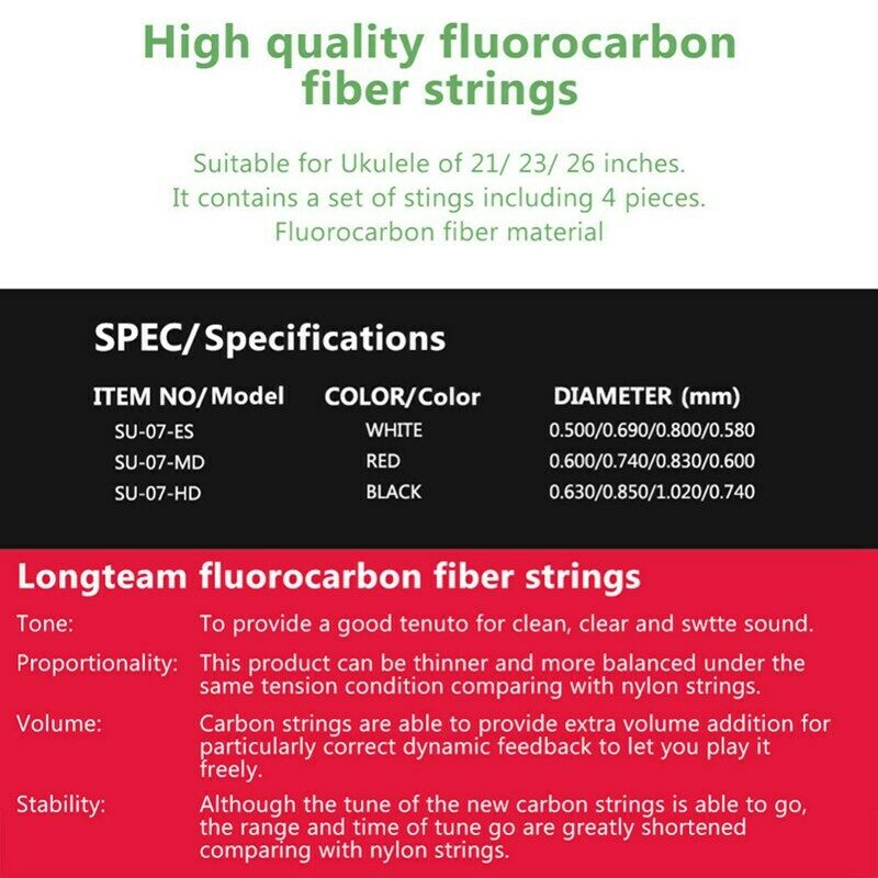 Longteam Ukulele Carbon Strings Fluorocarbon Fiber Strings for 21/ 23/ 26 I