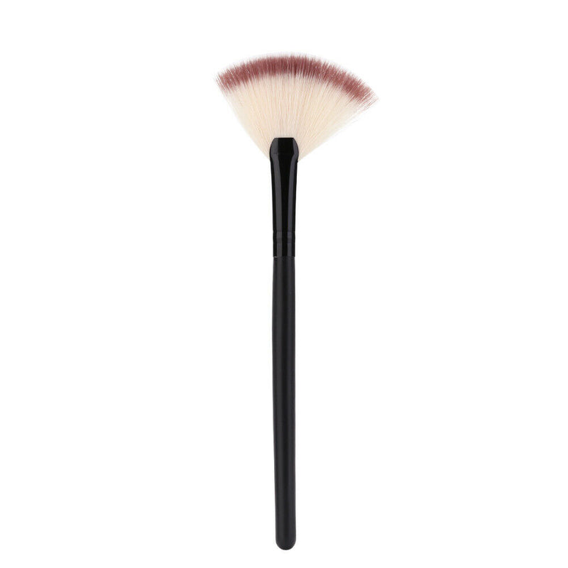 Fan Shape Face Makeup Brush Foundation Base Cheek Blush Powder Pen (Brown)