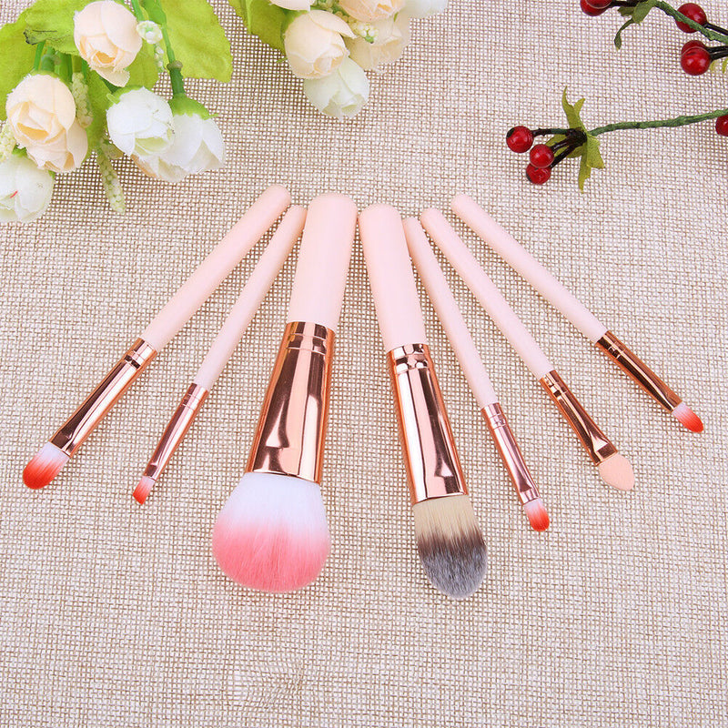 7pcs Makeup Cosmetic Brushes Set Powder Foundation Eyeshadow Lip Brush Tool Kit