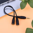 3.5mm 1 Male to 2 Female Y Splitter Stereo Extension Audio Cable (Black) A