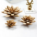 Wooden Lotus Shape Desktop Decor Wood Flower Petal Home Office Decoration M