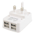 UK MAINS WALL 3 PIN PLUG ADAPTOR CHARGER 4-USB PORTS FOR PHONES TABLES 5V 3.5A
