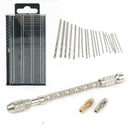 23Pcs Mini Micro Twist Drill 0.3-1.6mm HSS Bit Set Pin Hand Spiral Vise Ne F5J2