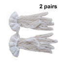 2 Pairs Short Wedding Gloves Bride Beaded Lace Formal Evening Party Pro ABX