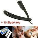 Barber Cut Throat Straight Salon Shaving Razor Shave Rasoirs + 10 Blades