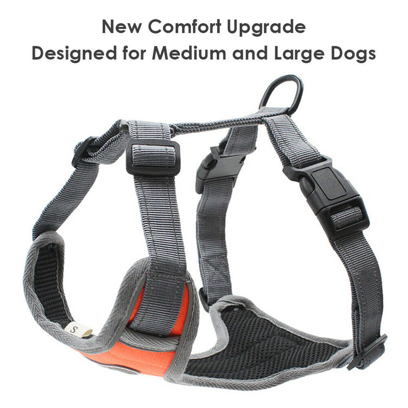Reflective Vest Dog Chest Strap Breathable Pet Harness Leash Set (Orange M) A