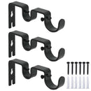 3Pcs/Set Curtain Rod Brackets Heavy Duty Double Rod Holders Durable Metal C T3T3