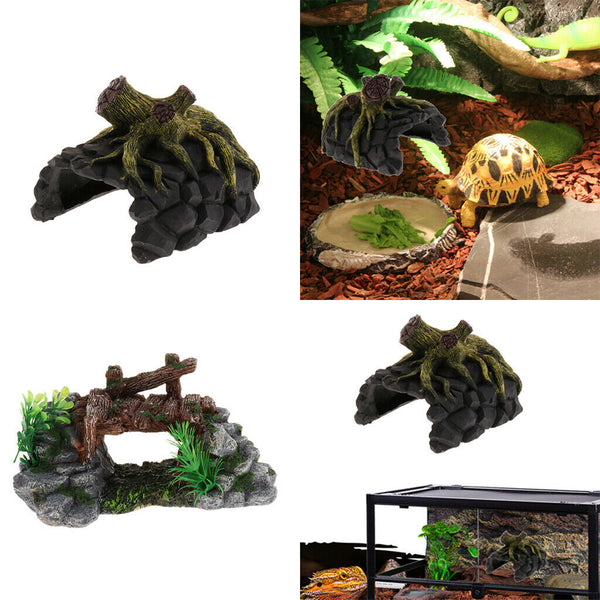 Wood Root Cave Shape Den Caves/ Hides Shelter Basking Platform Hideout House for