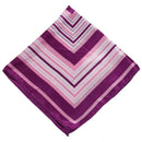 Purple Hem White Stripe Print Polyester Neck Scarf Kerchief for Women