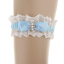 Elastic Wedding Bridal Satin Pearls Rhinestone Bowknot Lace Garter
