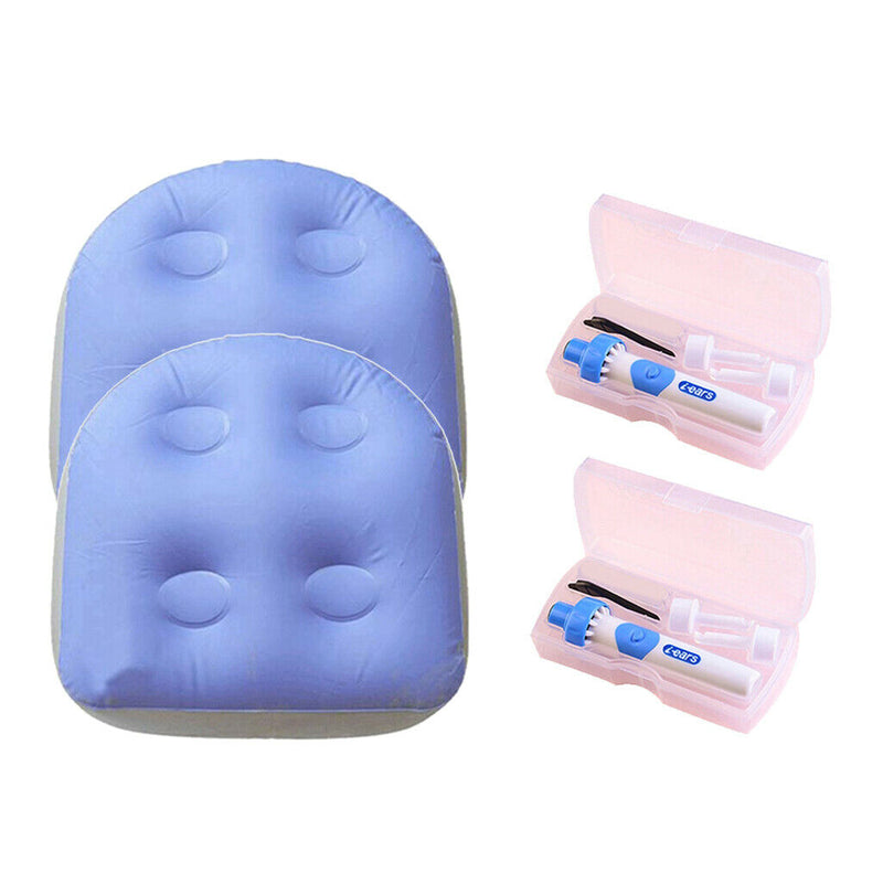 2x Inflatable Seat Spa Hot Tub Cushion Booster w/ Suction Cups+2 Ear Wax Remover