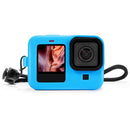 Silicone Housing Cover for GoPro Hero 9 with Lens Cap + Lanyard (Blue) A