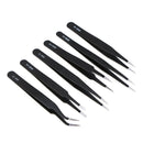 6pcs Safe Stainless Steel Anti-static Tweezers Maintenance Tool Kits