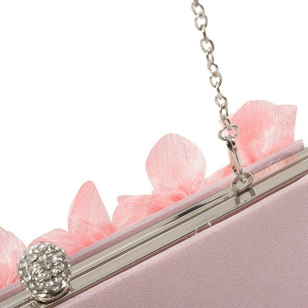 Lady Satin Clutch Bag Flower Evening Party Wedding Purse Chain Shoulder Han O1H8