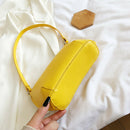 Women Casual Handbag Portable Female Solid PU Totes Shoulder Bag (Yellow)