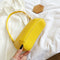 Women Casual Handbag Portable Female Solid PU Totes Shoulder Bag (Yellow)