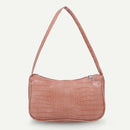 Retro Alligator PU Leather Handbag Women Casual Totes Shoulder Bag (Pink)