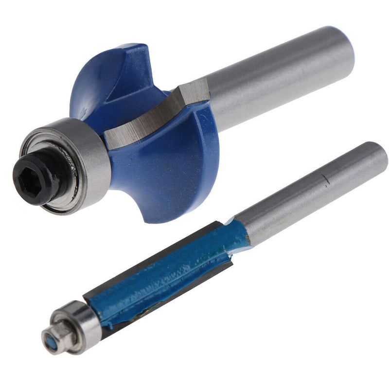 Pack of 2, 1/4 and 6mm Shank Flush Trim Routing Bits Woodworking Cutter Tool,
