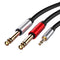 3.5mm 1/8" TRS Stereo to Double 6.35mm 1/4" TS Mono Y Splitter Cable Cord 6FT