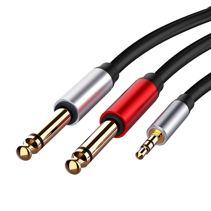 3.5mm 1/8" TRS Stereo to Double 6.35mm 1/4" TS Mono Y Splitter Cable Cord 6FT