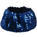 Lady Costume Stretch Sparkly Shining Sequin Beret Beanie Hat Dark Blue