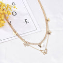 Boho Women Butterfly Double-layer Chain Pendant Choker Necklace Jewelry Gift