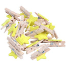 Star Pattern Card Photo Paper Spring Peg Mini Wooden Clip 20pcs Yellow Z8P6