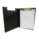 Foolscap/A4 Black PU Foldover Clipboard Paper Holder Pen Document Folder
