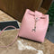 Women Leather Shoulder Bucket Bag Deer Pendant Handbag Messenger Bag(Pink)