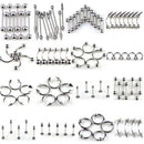 85pcs Fashion Tongue Lip Belly Navel Ring Stainless Steel Piercing Body Jewel Gw