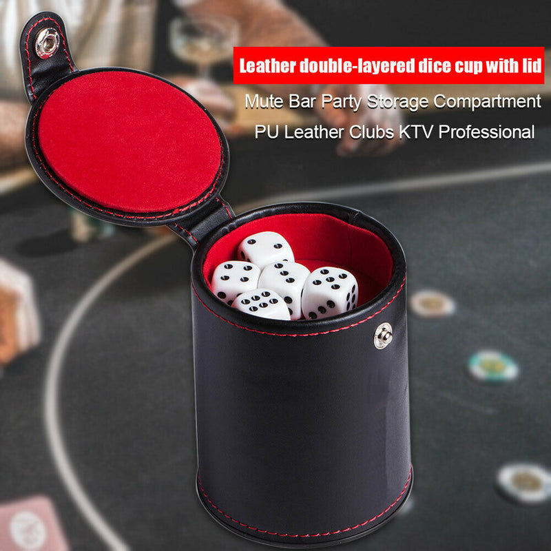 Leather Dice Cup Set Shaker with Dot Dices for Pack Portable Party Games