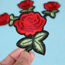 5pcs Red Rose Flower Embroidery Cloth DIY Sewing Iron on Patch(7X5cm)