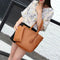 4pcs/set Litchi Leather Tassel Women Tote Shoulder Handbag Card Bags (Brown