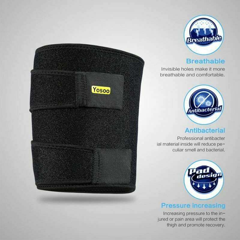 WooTShu Thigh Brace with Silicone Anti-slip Strips Adjustable Hamstring Com I5V2