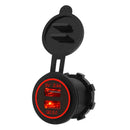 DC 12-24V Waterproof Dual USB Port Charger Quick Charge 3.0 LED Red