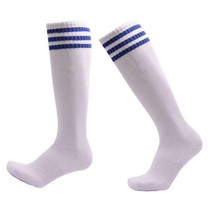 Anti-slip Sports Socks Stripe Men Basketball Calf Length Socks (White M) A