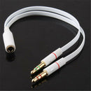 Popular Female to 2 Male Aux Audio Mic Splitter Cable Earphone Headphone Adapter