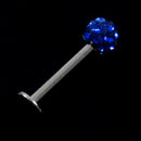 Internally Thread Crystal Labret Lip Stud / Tragus Bar / Monroe 4mm (blue)