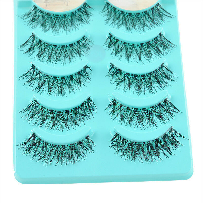 5Pairs Soft Black Natural Eye Lashes Handmade Messy Cross False Eyelashes Makeup
