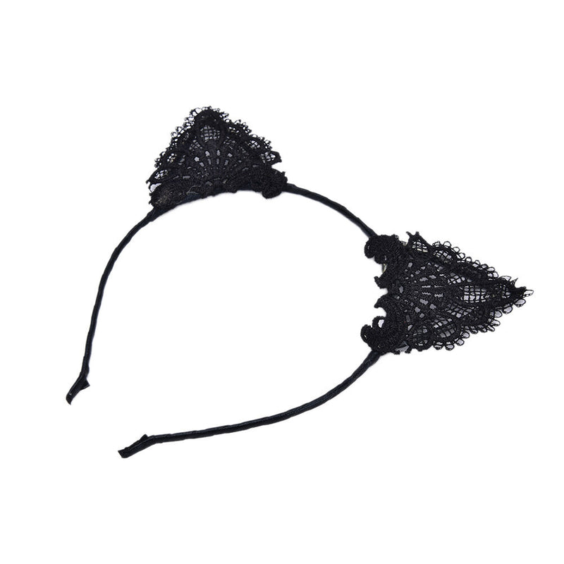 Women Girls Kids Cute Cat Kitty Costume Ear Party Lace Hair Head Band Prop J Gw