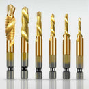 6pcs 1/4 "Hex shank M3-M10 Titanium Thread Cutter Hexagonal Shank Drills Tool